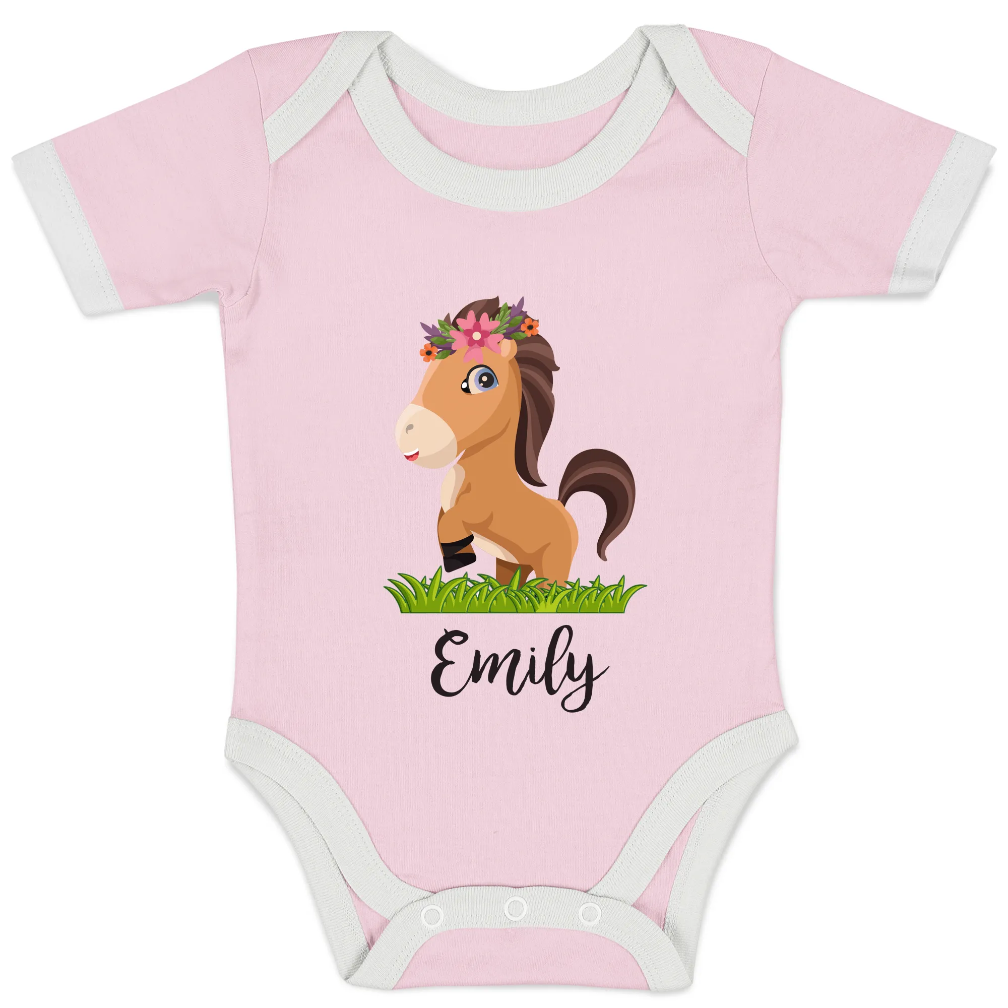 [Personalized] Endanzoo Organic Baby Bodysuit - Horse