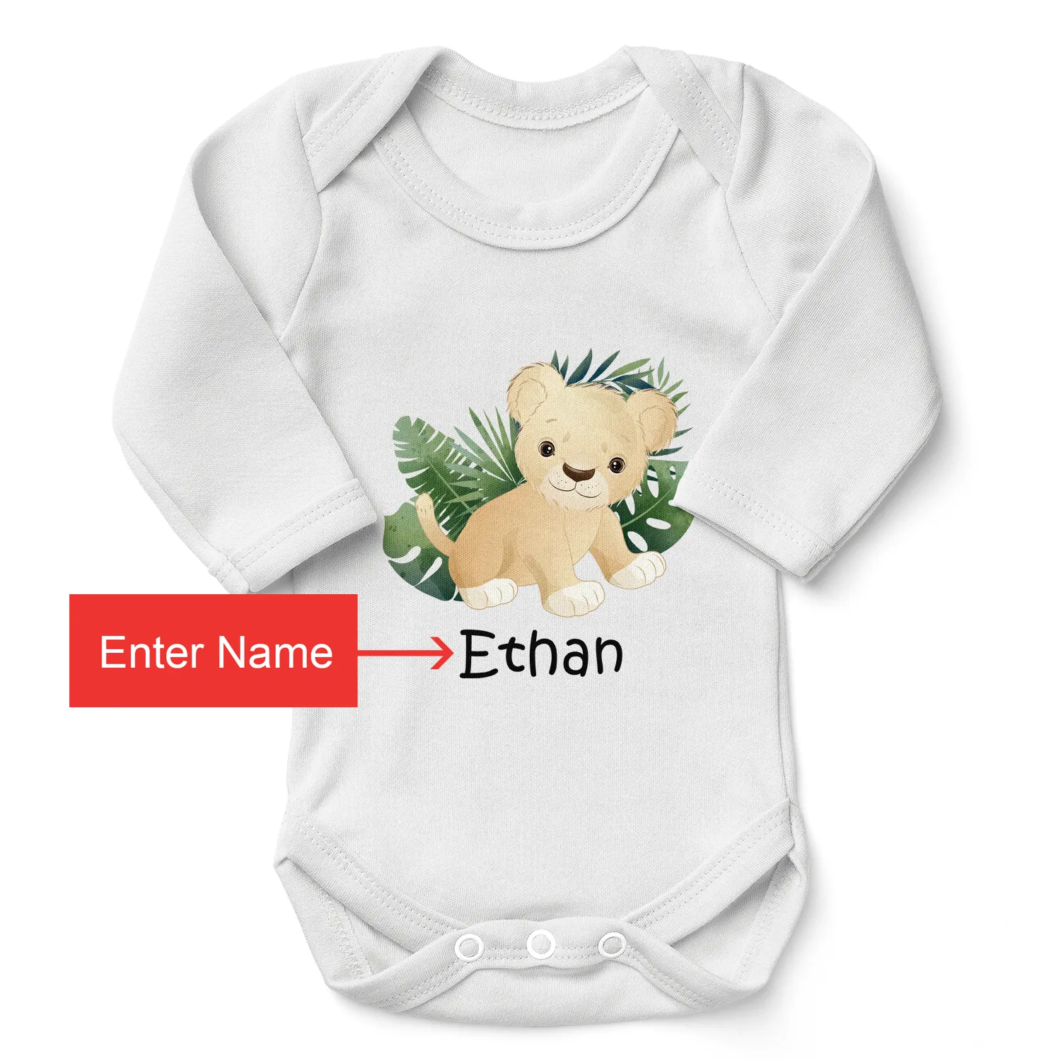 [Personalized] Endanzoo Organic Baby Bodysuit - Lion