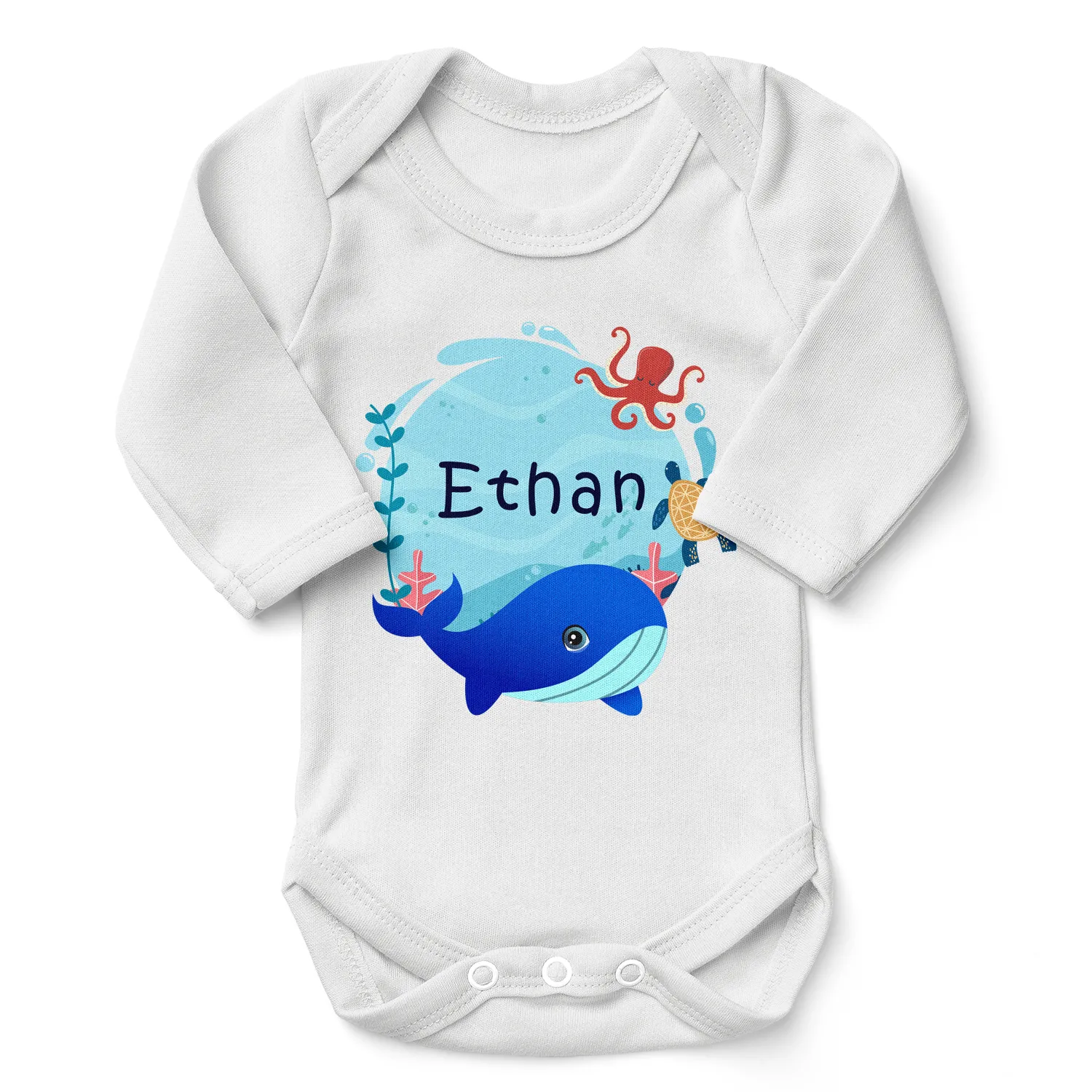 [Personalized] Endanzoo Organic Baby Bodysuit - Whale & Friends