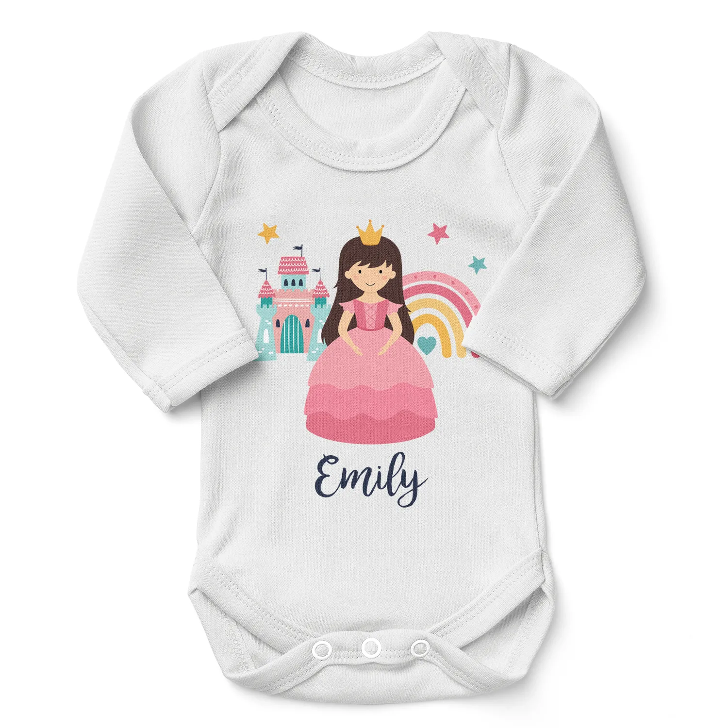 [Personalized] Endanzoo Organic Long Sleeve Baby Bodysuit - Magical Princess