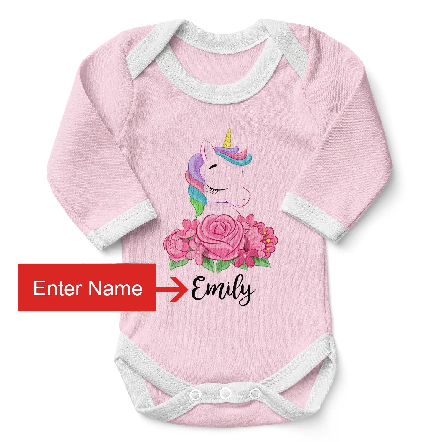 [Personalized] Endanzoo Organic Long Sleeves Baby Bodysuit - Unicorn