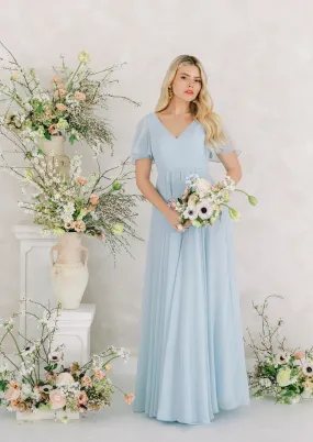 Phoebe Bridesmaid Dress In Powder Blue Chiffon