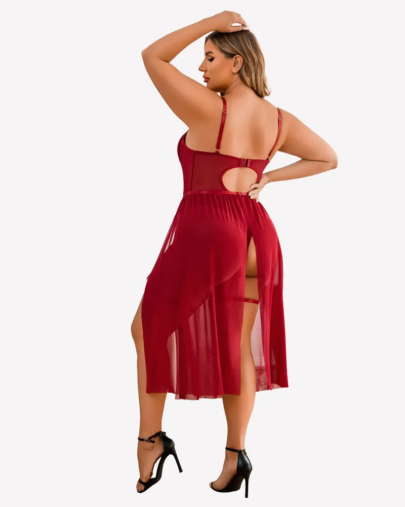 Plus Size Bodysuit with High Slit dress