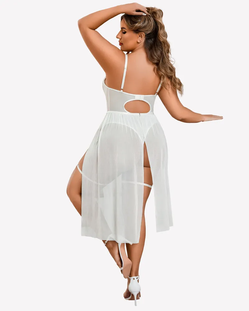 Plus Size Bodysuit with High Slit dress