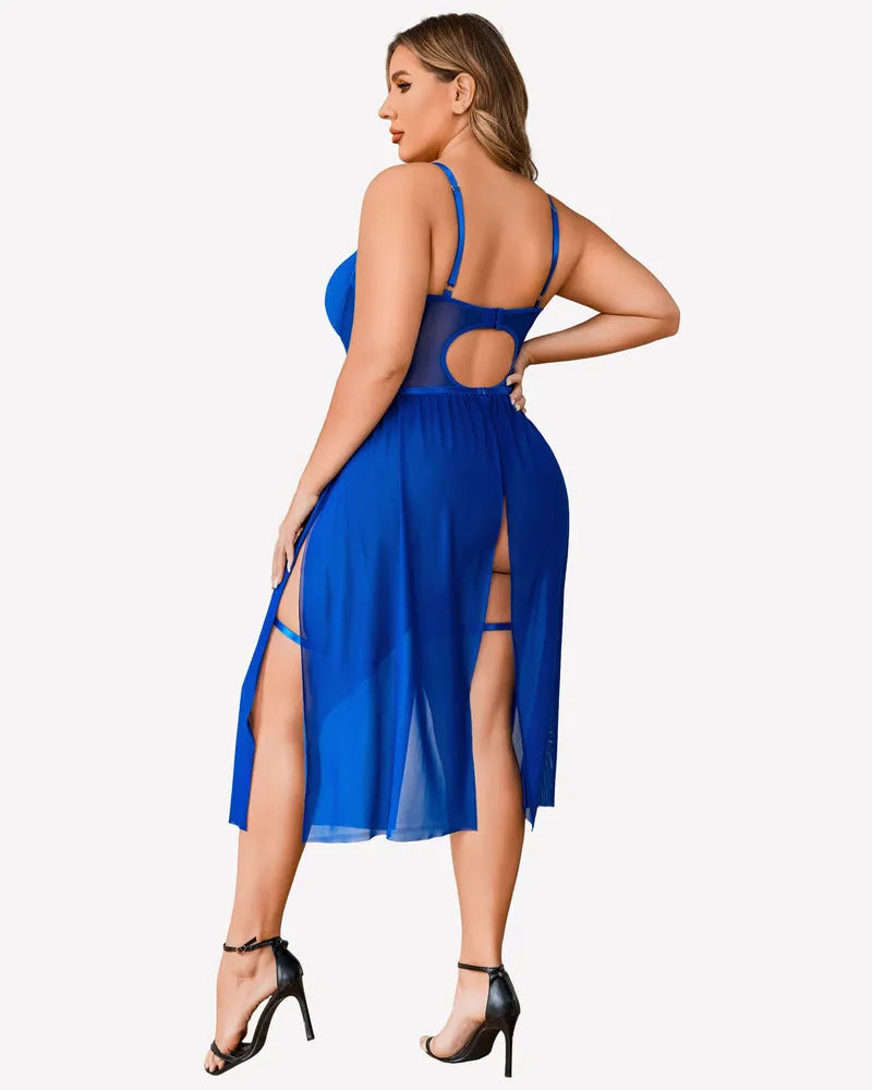 Plus Size Bodysuit with High Slit dress