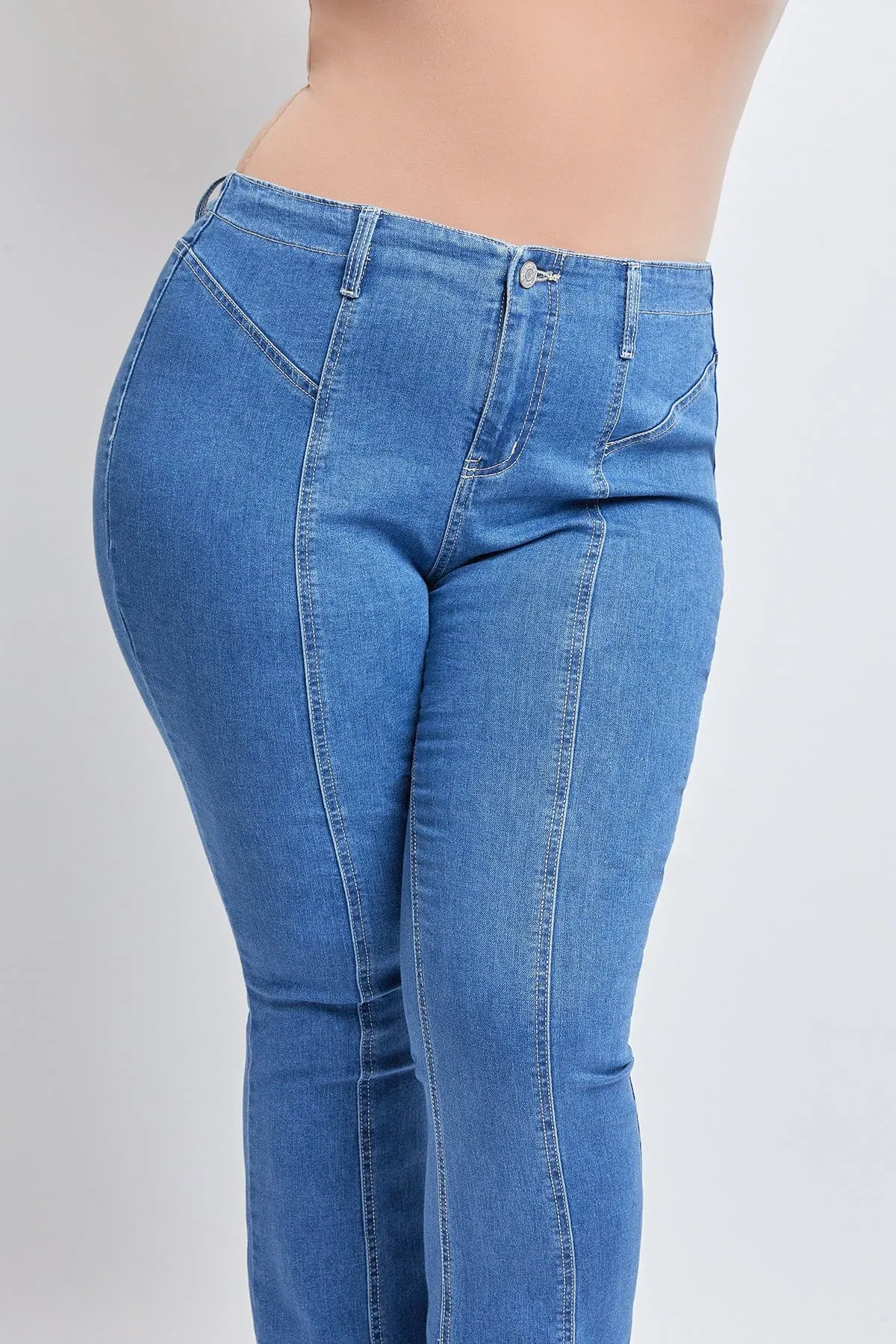 Plus Size Women's  Flare Jeans with Front Seam