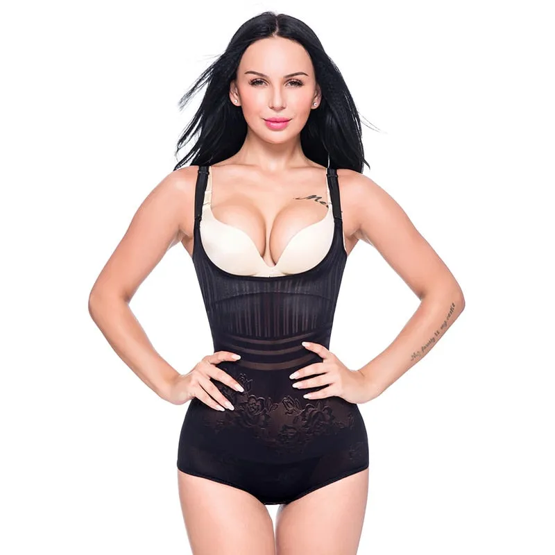 Power Lace Tummy Control Mesh Bodysuit Shapewear