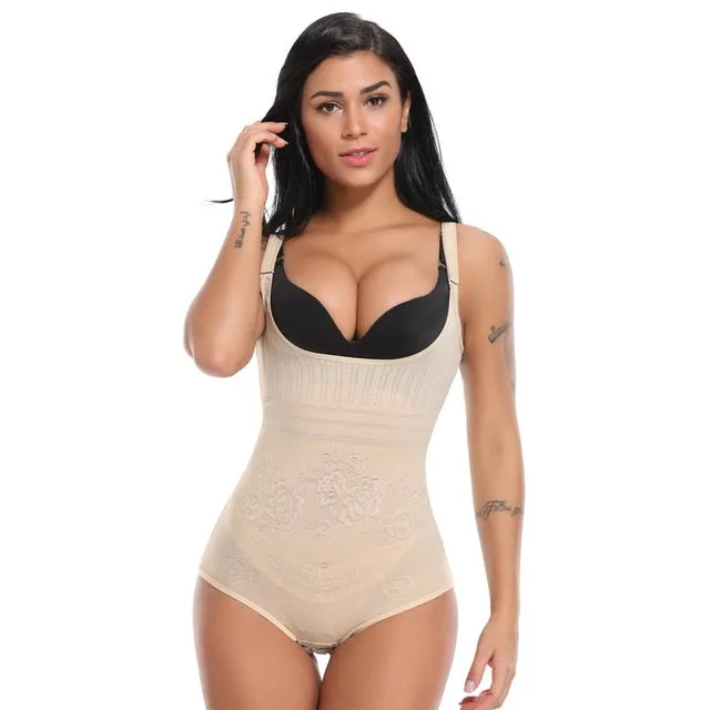 Power Lace Tummy Control Mesh Bodysuit Shapewear