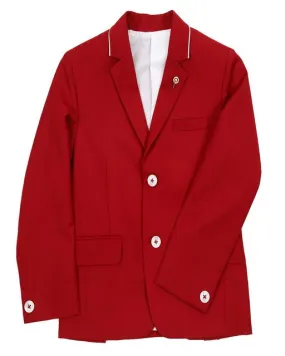 Pre-Order: Red Notch Collar Blazer with Piping detail on Collar