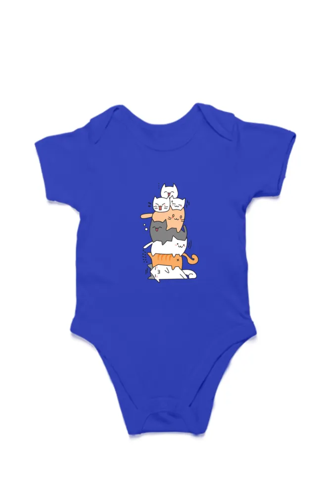 Purrfectly Cozy Cat Pile Baby Romper – Soft & Playful