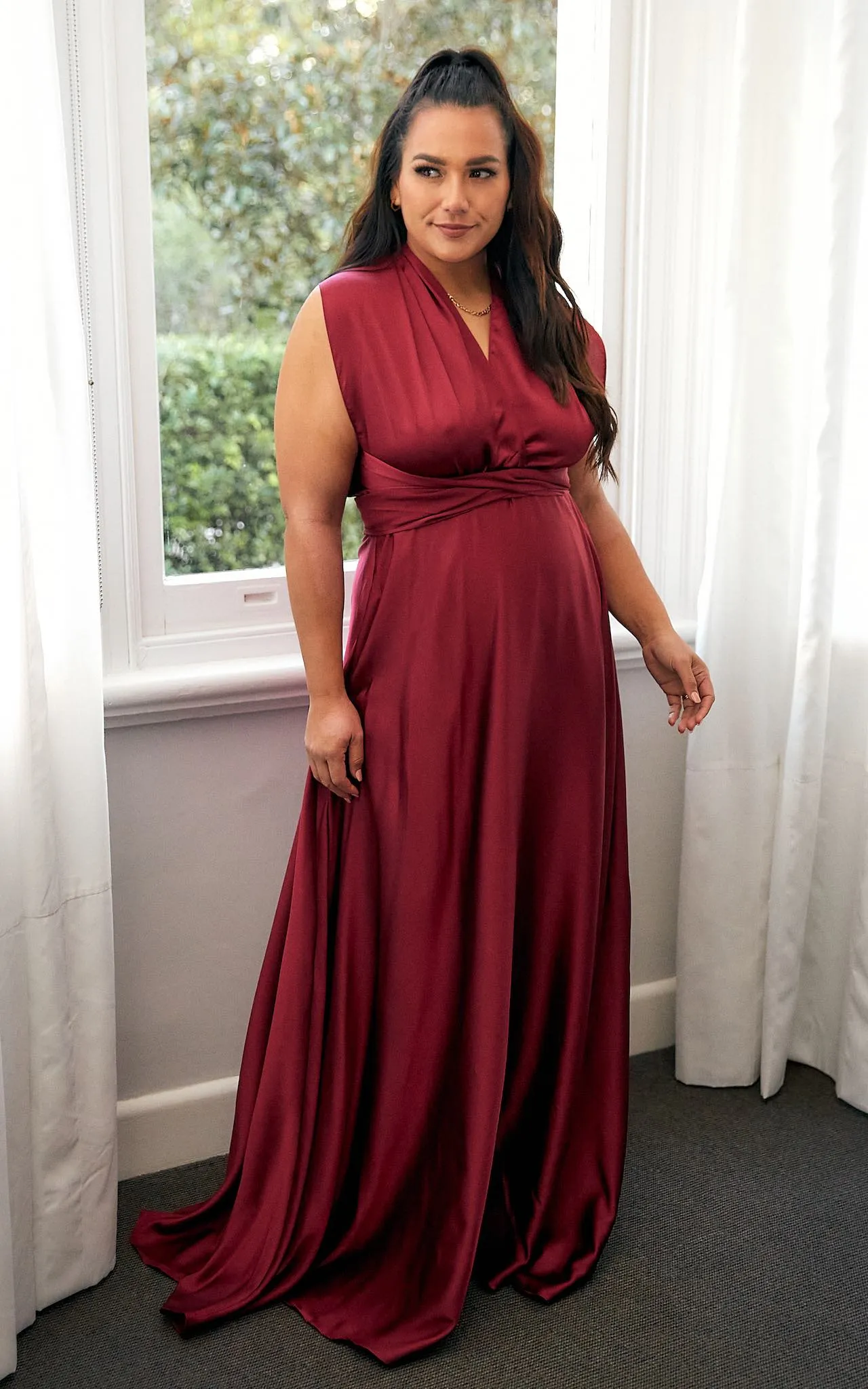 Roman Multiway Maxi Dress - Burgundy Wine