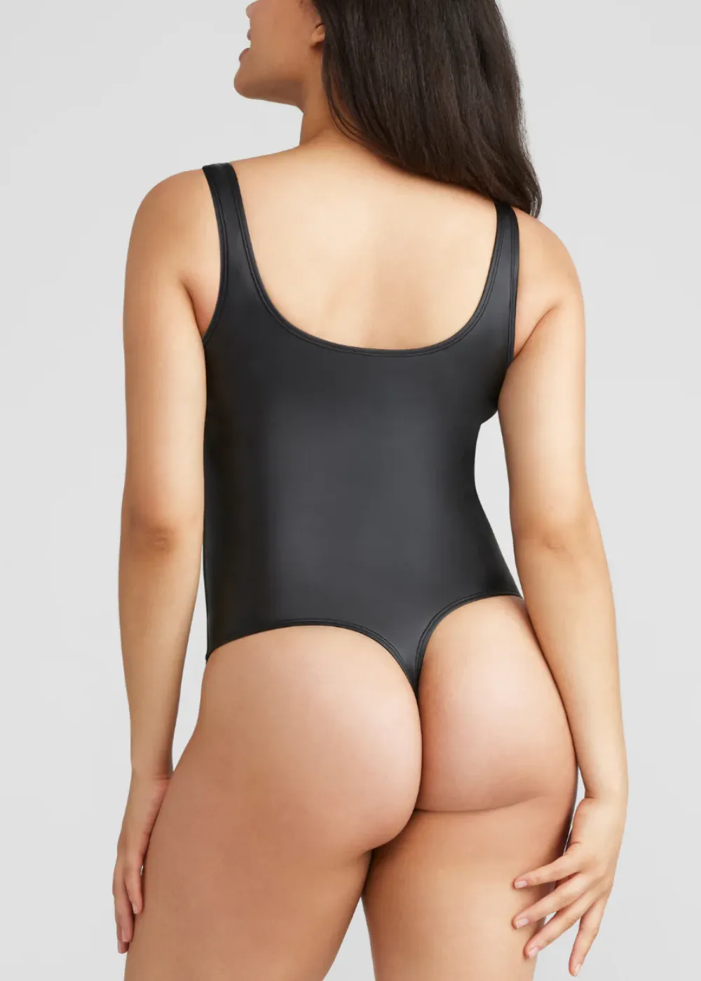 Rome Shaping Thong Bodysuit - Faux Leather