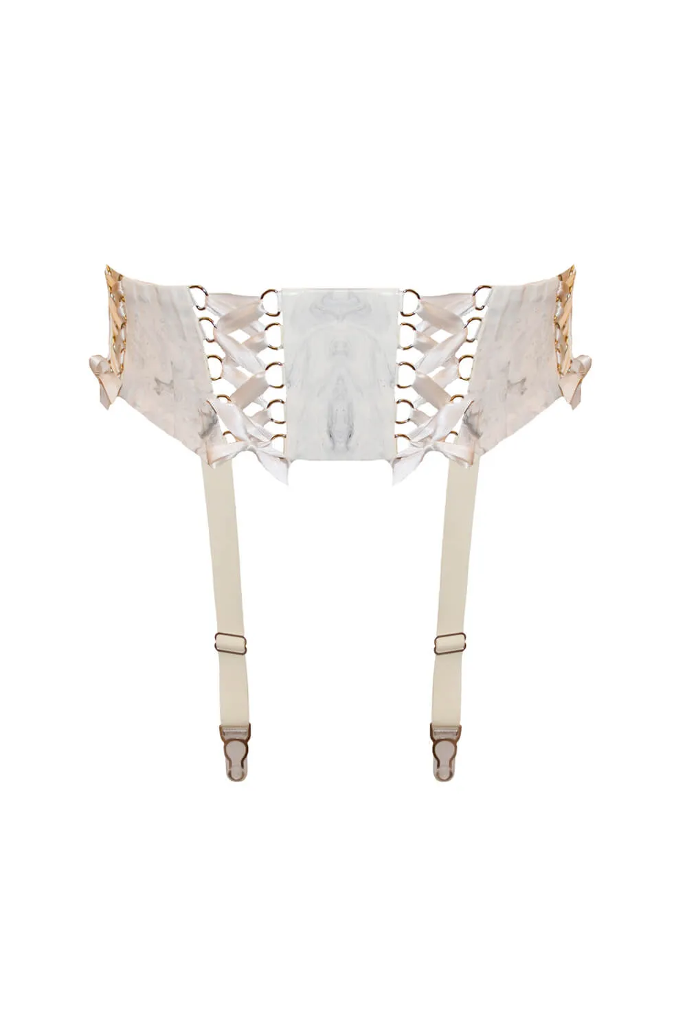 Rubi Suspender White Latex Garter Belt