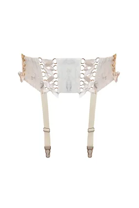 Rubi Suspender White Latex Garter Belt