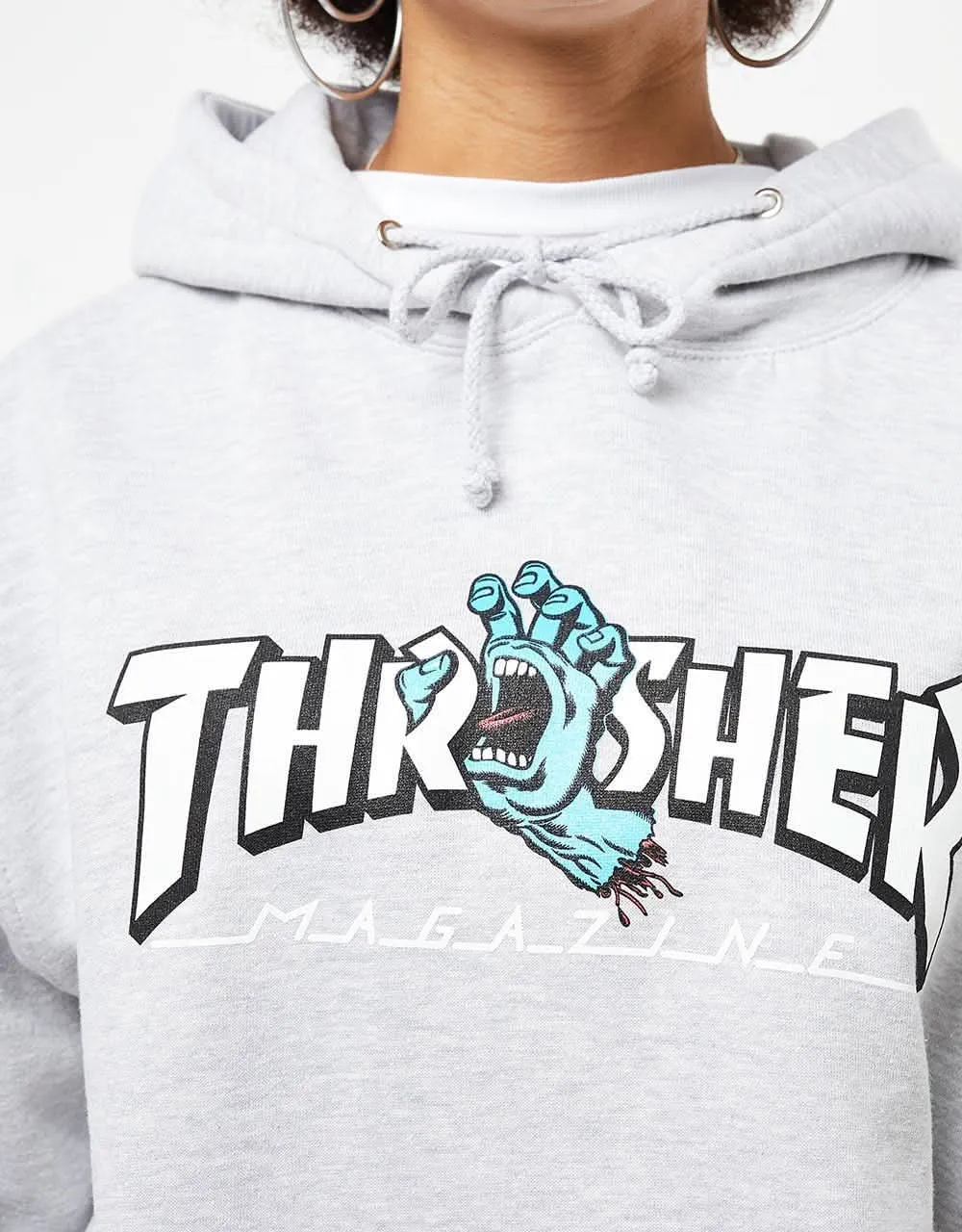 Santa Cruz x Thrasher Screaming Logo Pullover Hoodie - Grey Heather