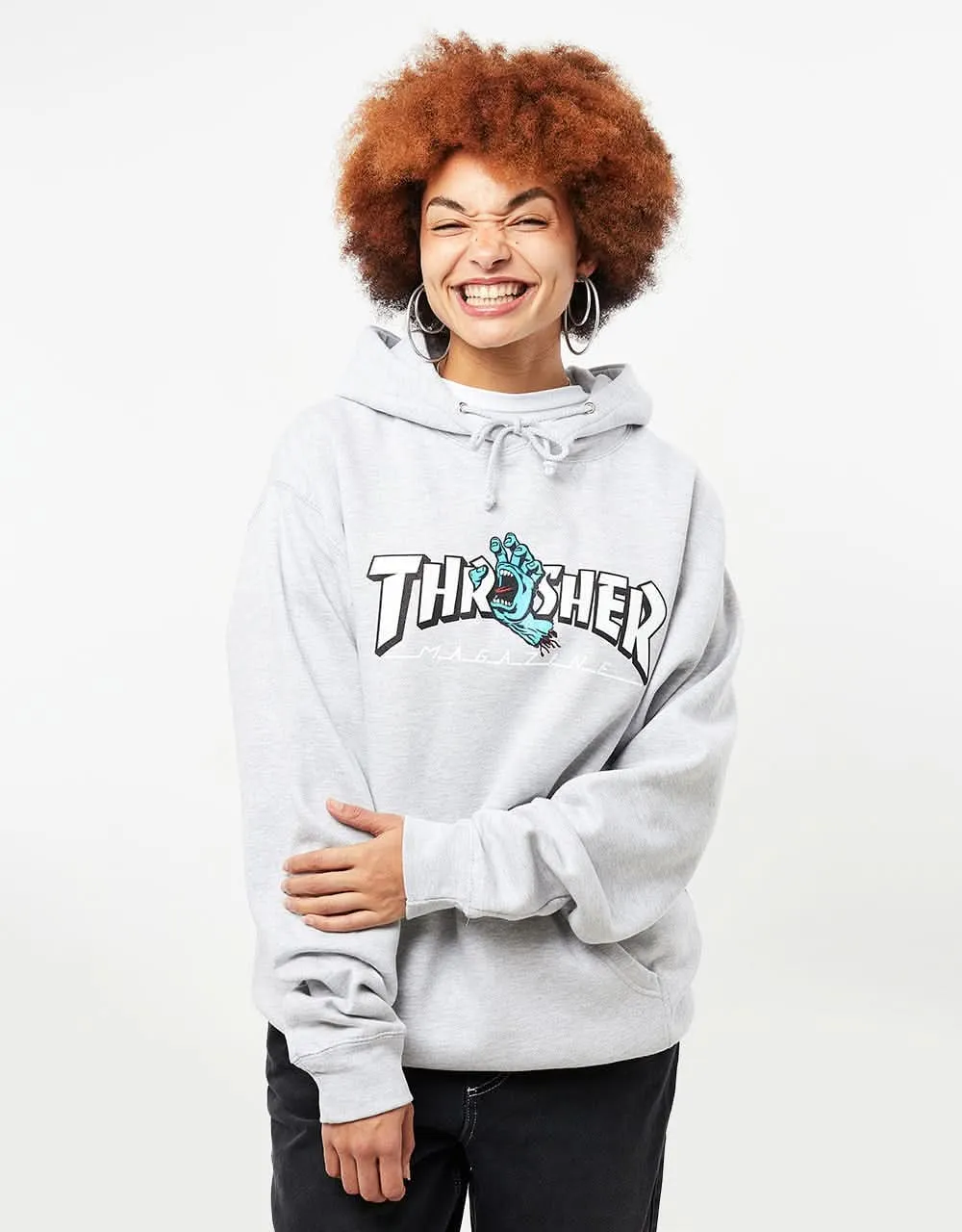 Santa Cruz x Thrasher Screaming Logo Pullover Hoodie - Grey Heather