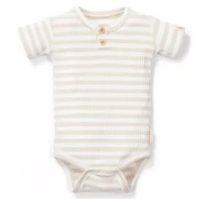 Short Sleeve Bodysuit - Stripe Sand / White