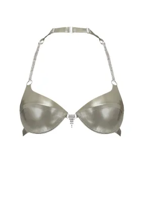 Silver Gamma Gem Wired Latex Bra