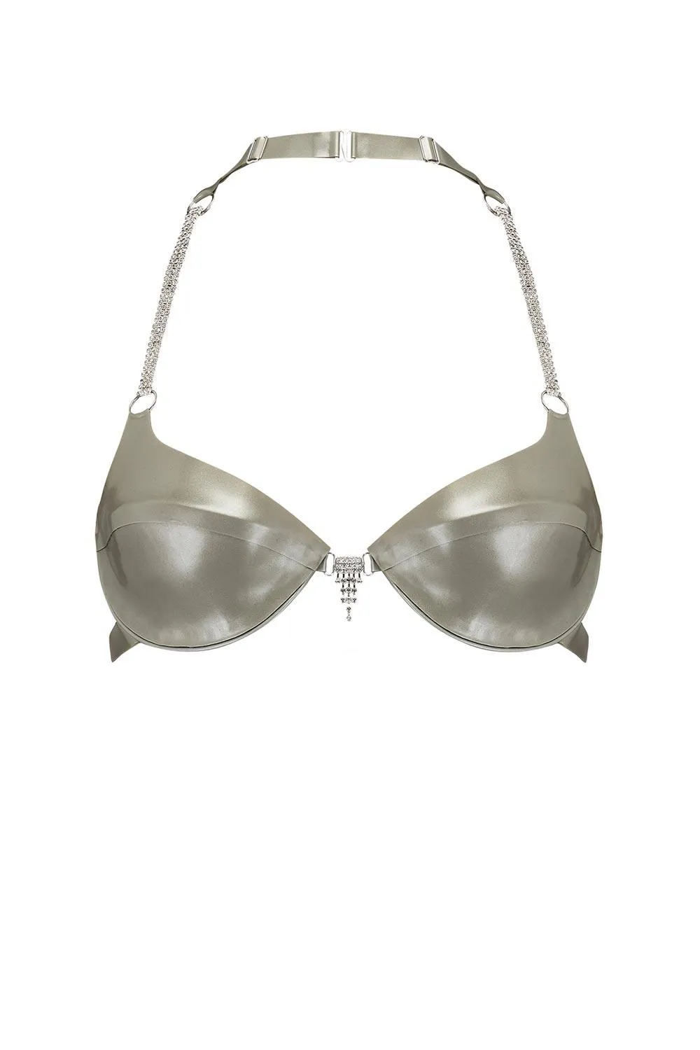 Silver Gamma Gem Wired Latex Bra