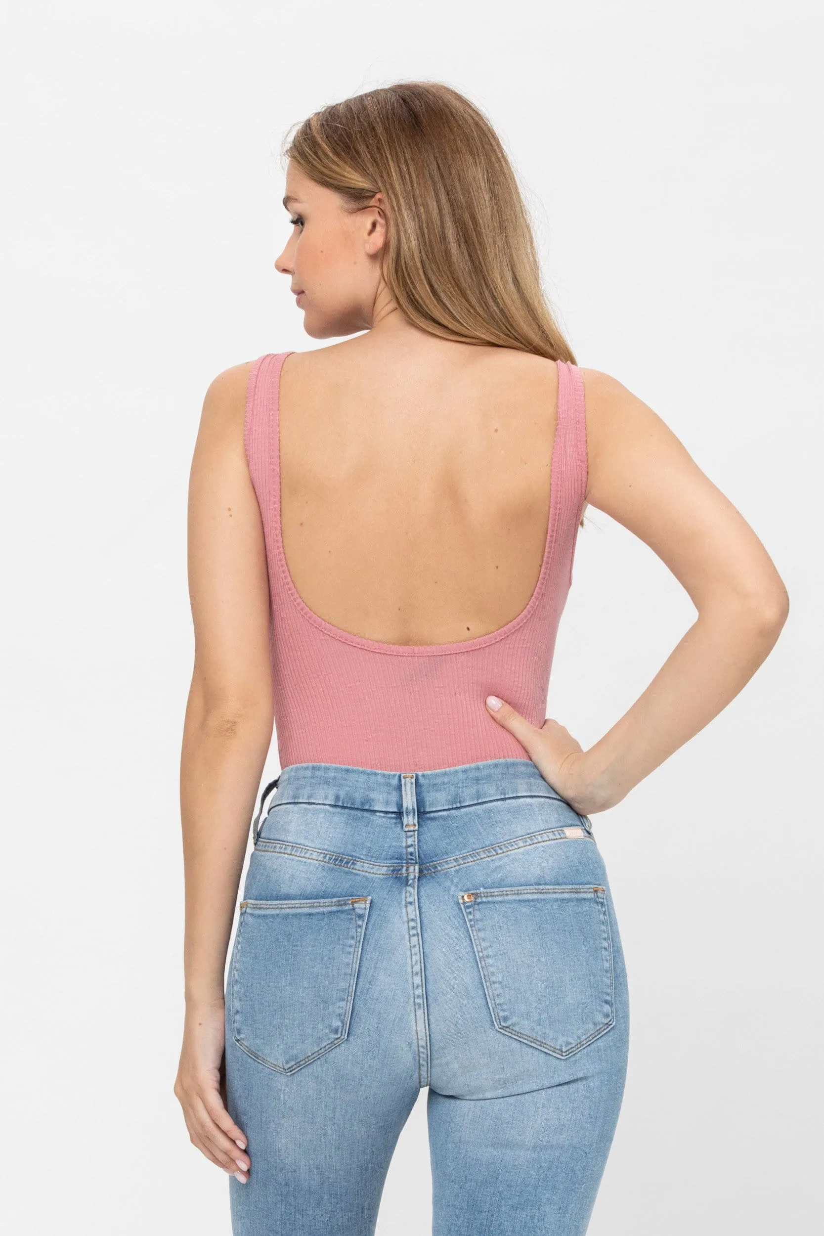 Sleeveless Sexy Scoop Neck Tank Top Button Down Ribbed Bodysuits