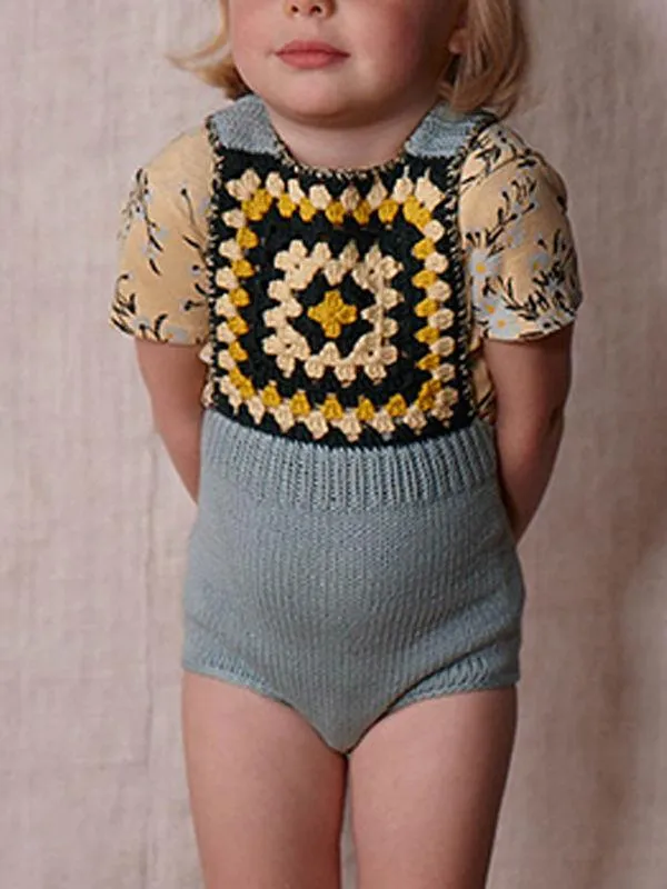 Sleeveless Strapped Bodysuit Knitted Graphic Cotton Romper for Baby Toddler Boys Girls