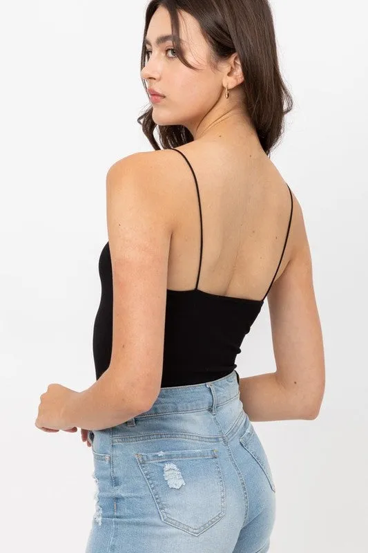 *SPAGHETTI STRAP BODYSUIT BLACK