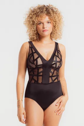 Série V Neckline Embroidery Bodysuit