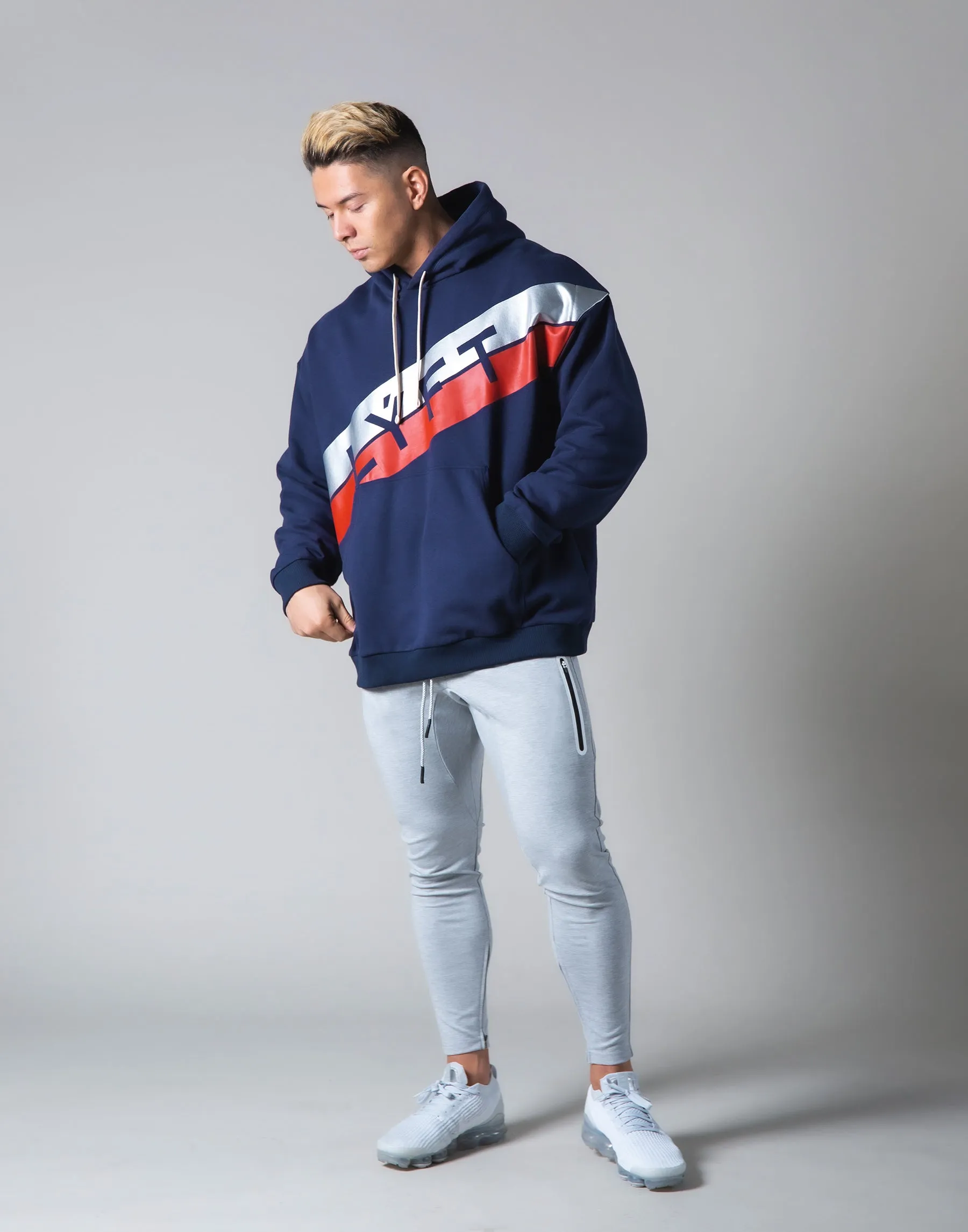 Stripe Pullover Hoodie - Navy