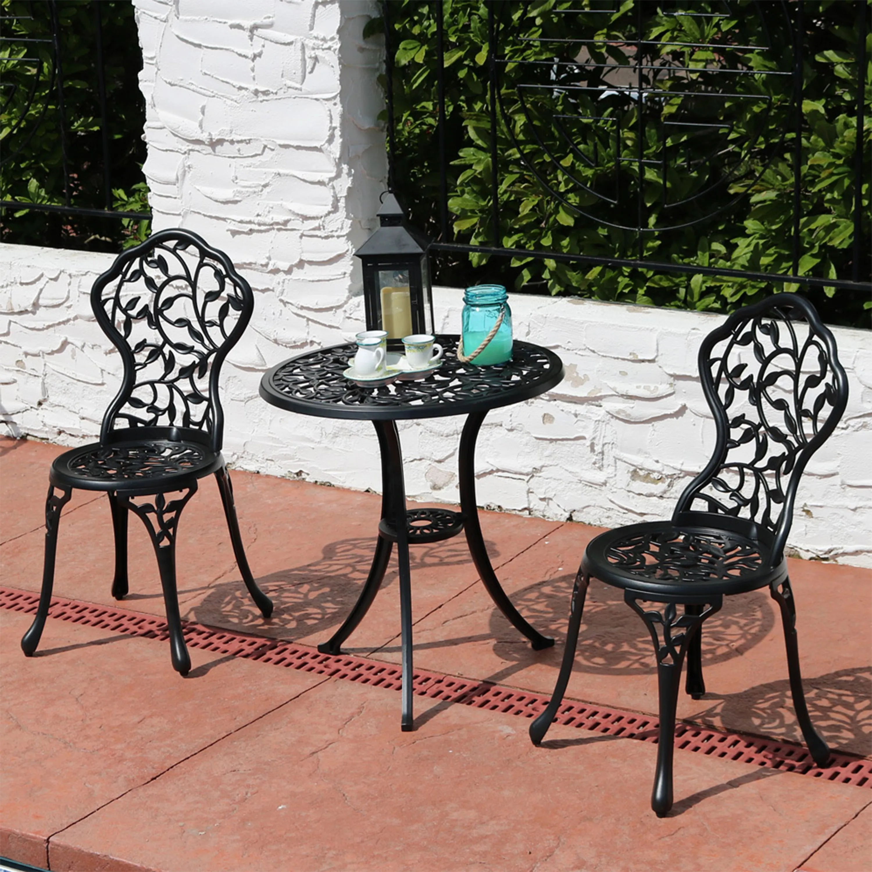 Sunnydaze 3-Piece Outdoor Cast Aluminum Patio Bistro Set