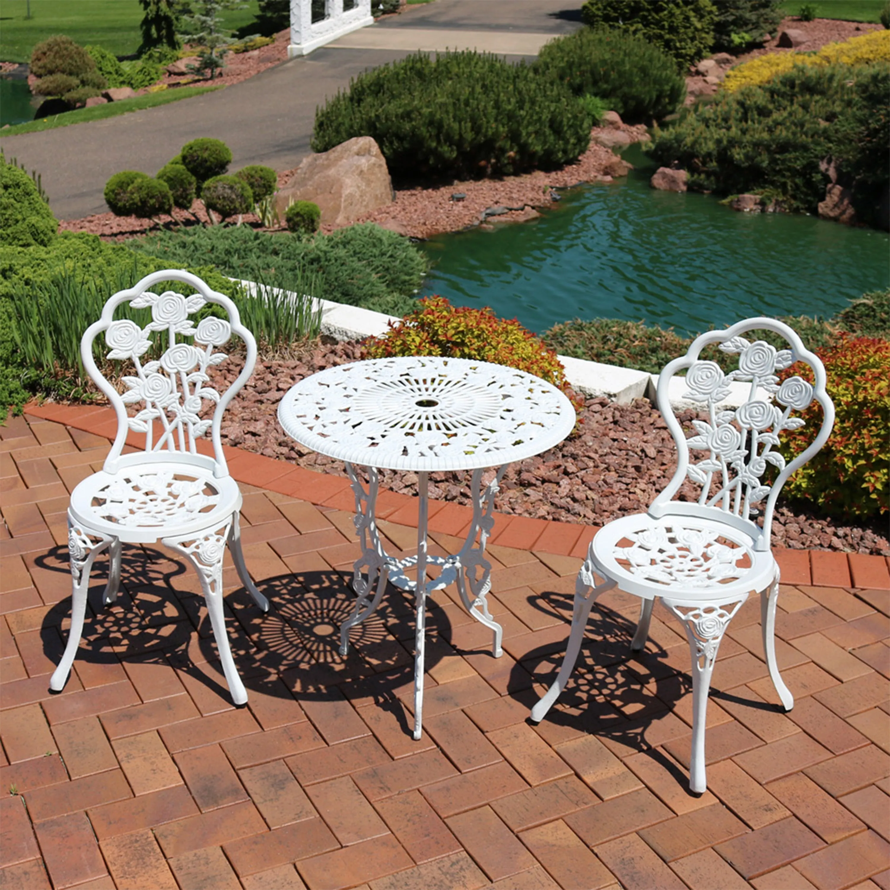 Sunnydaze 3-Piece Outdoor Cast Aluminum Patio Bistro Set