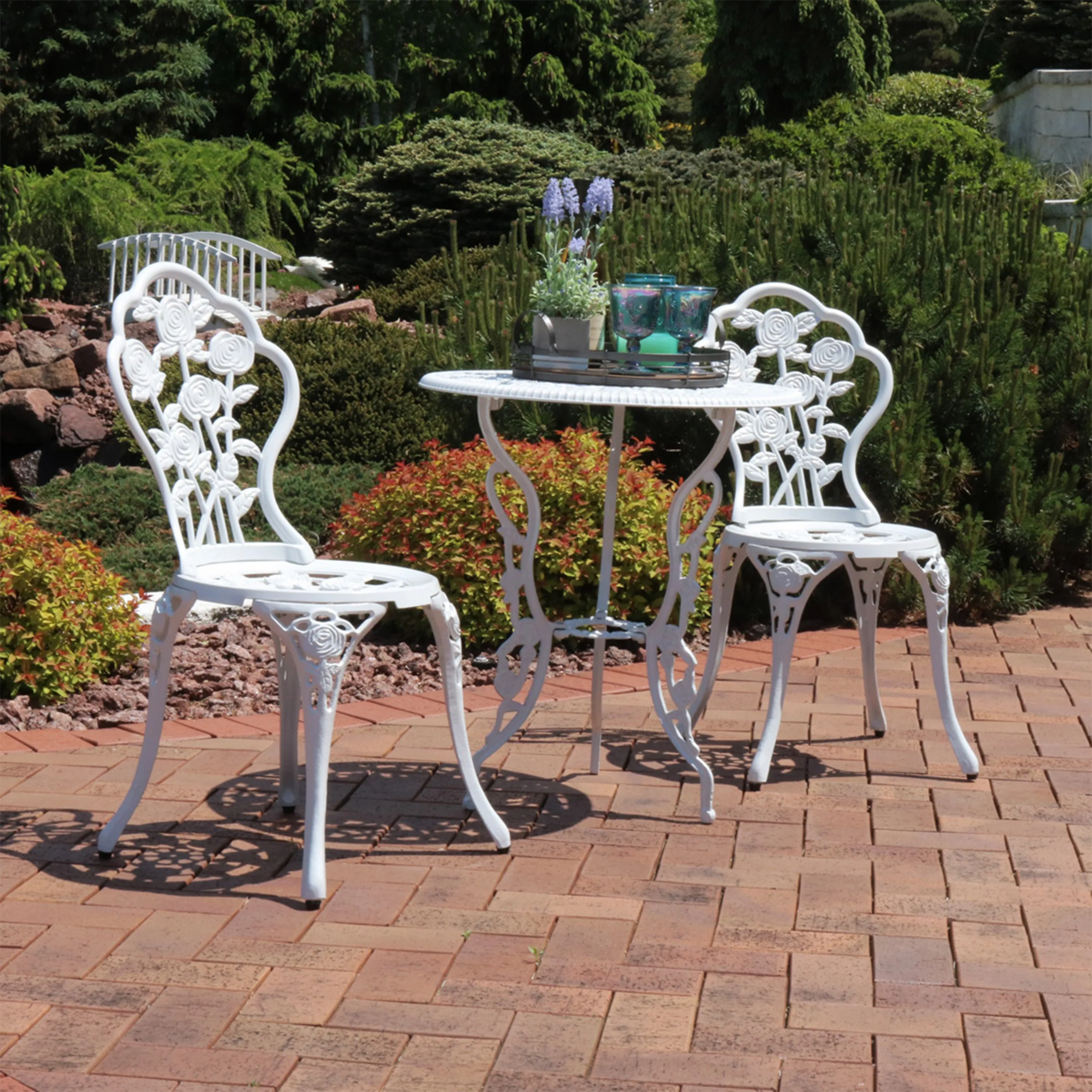 Sunnydaze 3-Piece Outdoor Cast Aluminum Patio Bistro Set