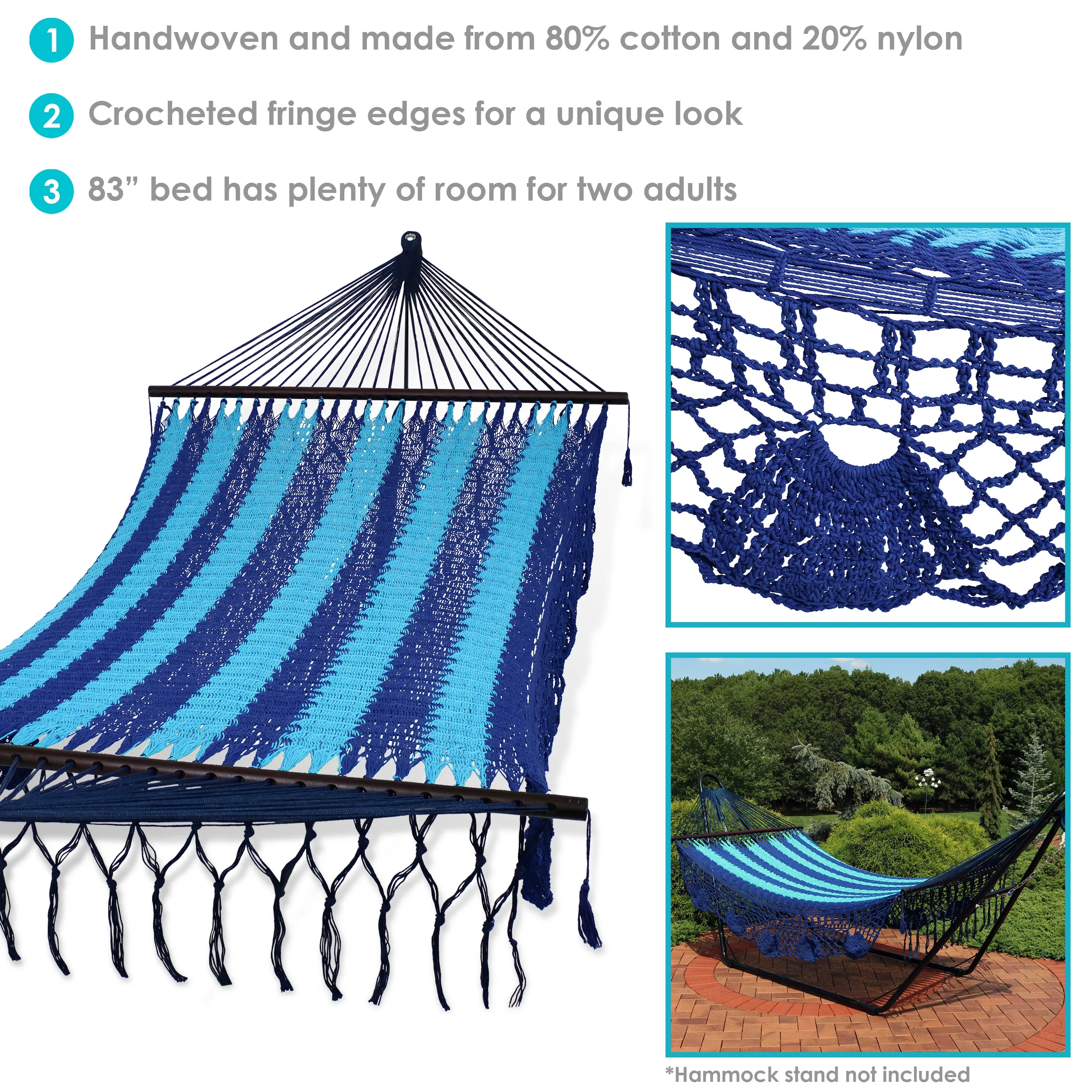 Sunnydaze Deluxe American Style 2-Person Hammock with Spreader Bars