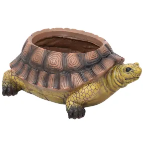 Sunnydaze Teddy the Tortoise Polyresin Planter - 11"