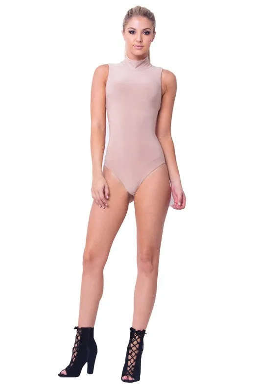 THE MYSTYLEMODE NUDE MOCK NECK ESSENTIAL BODYSUIT