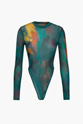 Tie Dye Print Long Sleeve Bodysuit