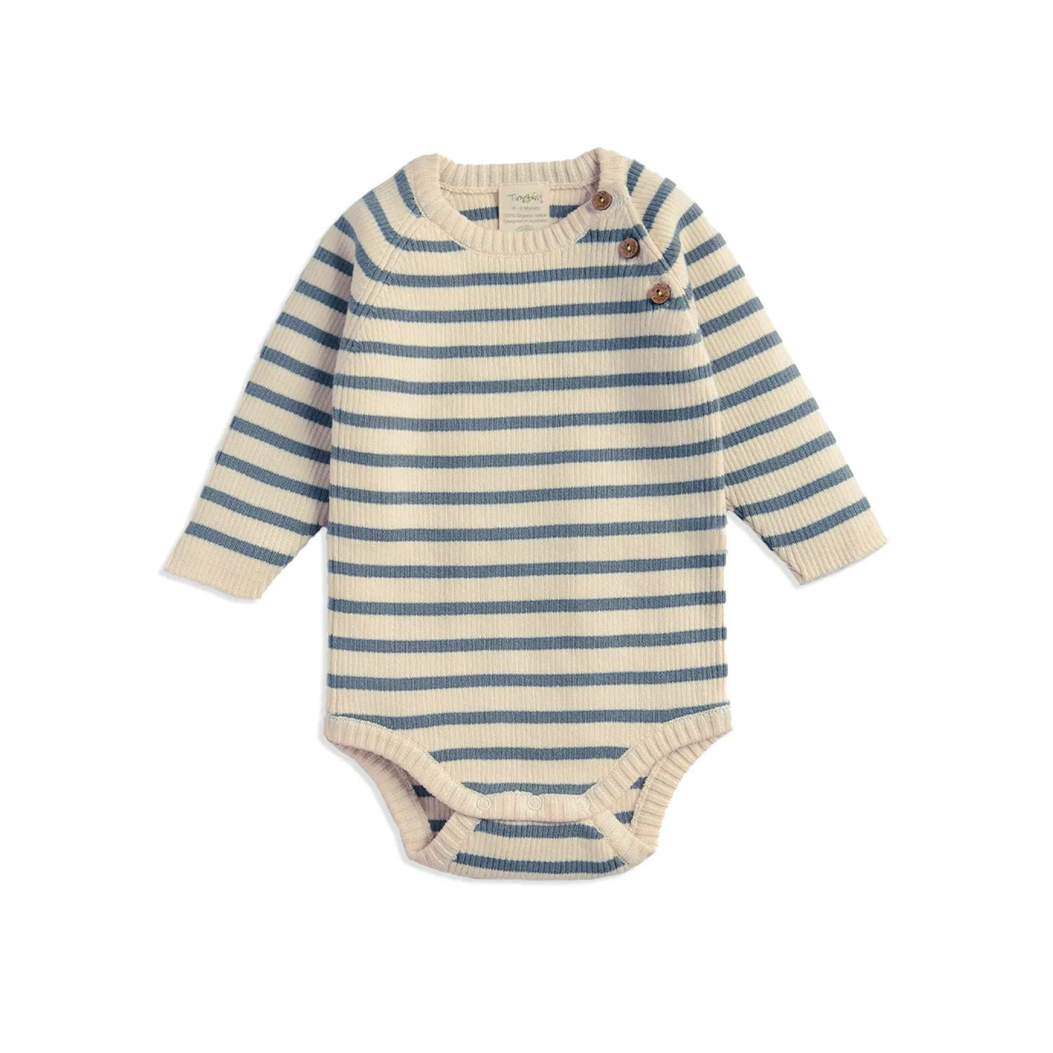 Tiny Twigs W23 Organic Knitted Bodysuit Tempest Stripes TTW23-K1A