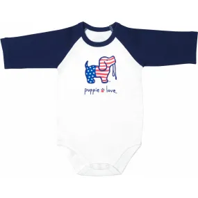 USA 3/4 Length Navy Sleeve Onesie