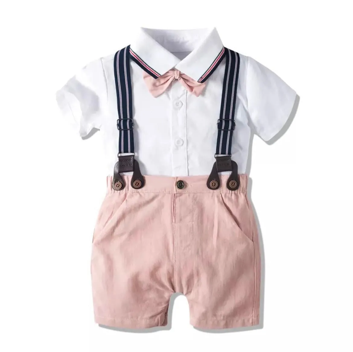 Venice - Baby Boy Summer Suit Set with Shorts   Bowtie   Suspenders