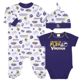 Vikings Baby Boys 3-Piece Bodysuit, Sleep 'N Play, and Cap Set