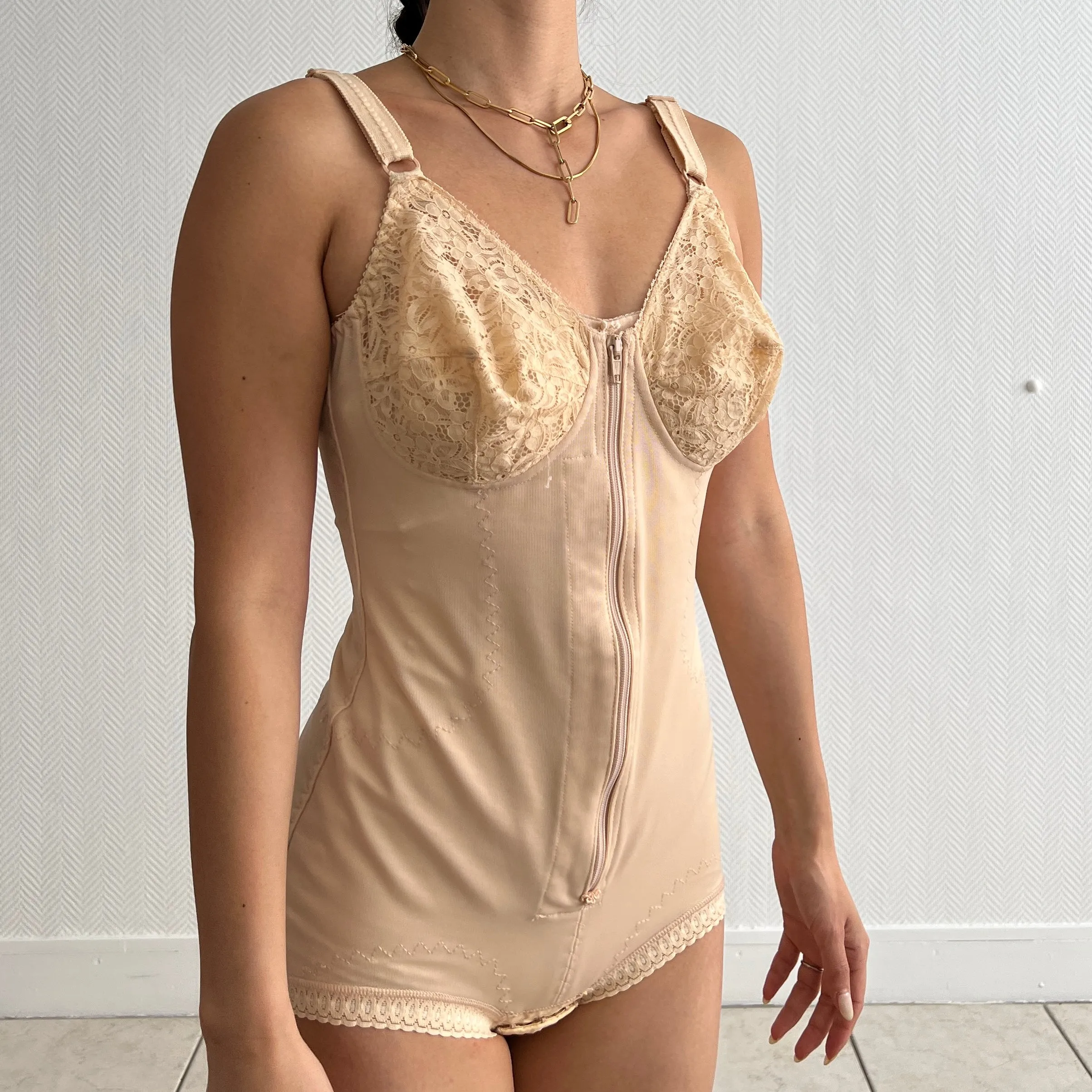 Vintage 50s beige bodysuit