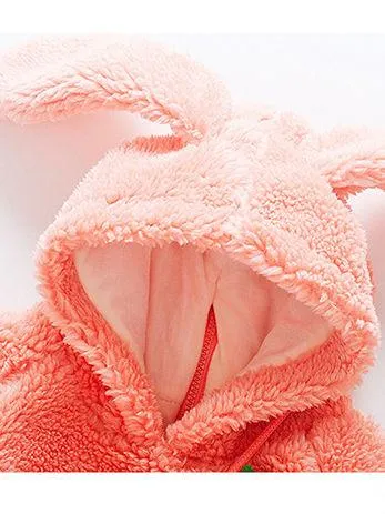 Winter 2-Piece Cute Bunny Style Fleeced Hoodies Matching Mini Bag