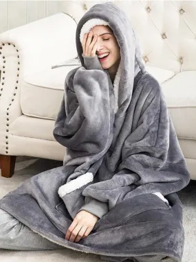 Winter Hoodies Fleece Giant TV Blanket With Sleeves Pullover